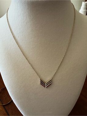 Stella & Dot Gold Chevron Tri Colored Gold Toned Necklace